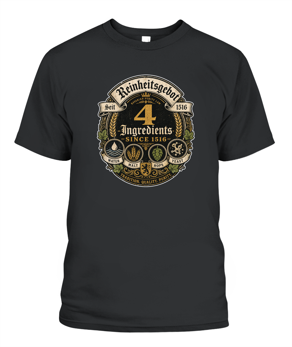 4 Ingredients Since 1516 Oktoberfest T-Shirt in Black