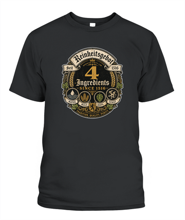 4 Ingredients Since 1516 Oktoberfest T-Shirt in Black