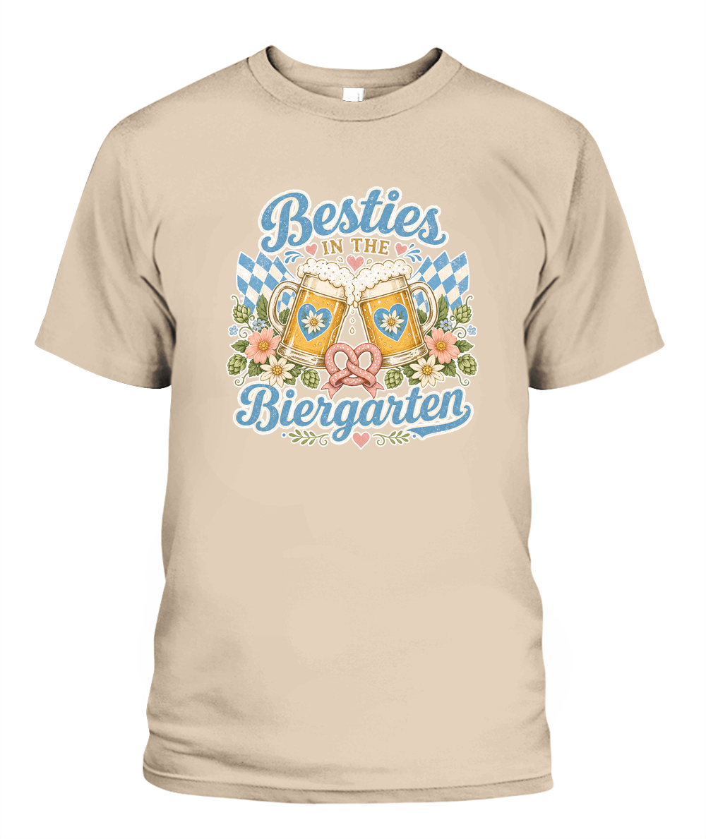 Besties In The Biergarten Oktoberfest T-Shirt in Ivory