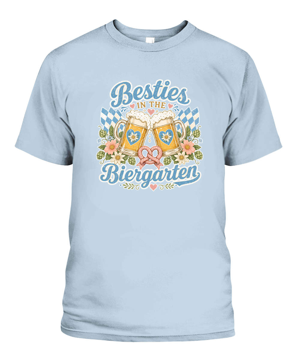 Besties In The Biergarten Oktoberfest T-Shirt in Chambray