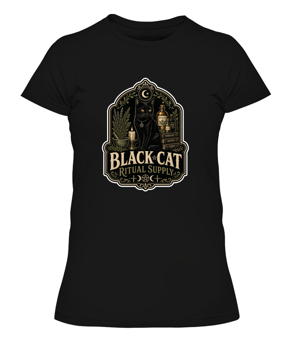 Black Cat Ritual Supply Ladies T-Shirt | Black Cat Lover Gift