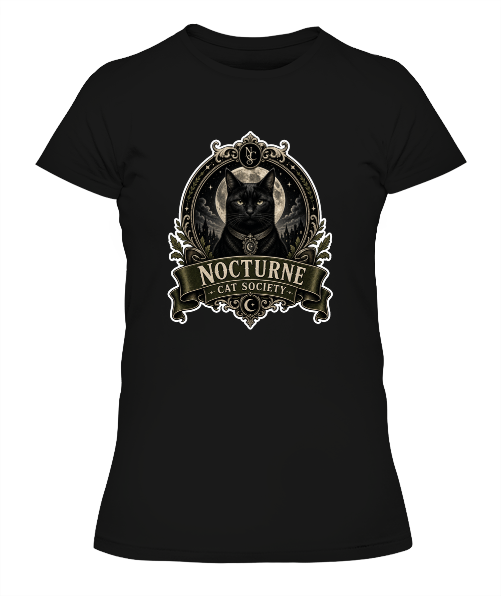 Nocturne Cat Society Ladies T-Shirt | Black Cat Lover Gift