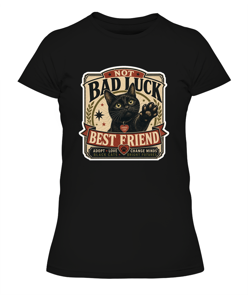 Not Bad Luck Best Friend Ladies T-Shirt | Black Cat Lover Gift