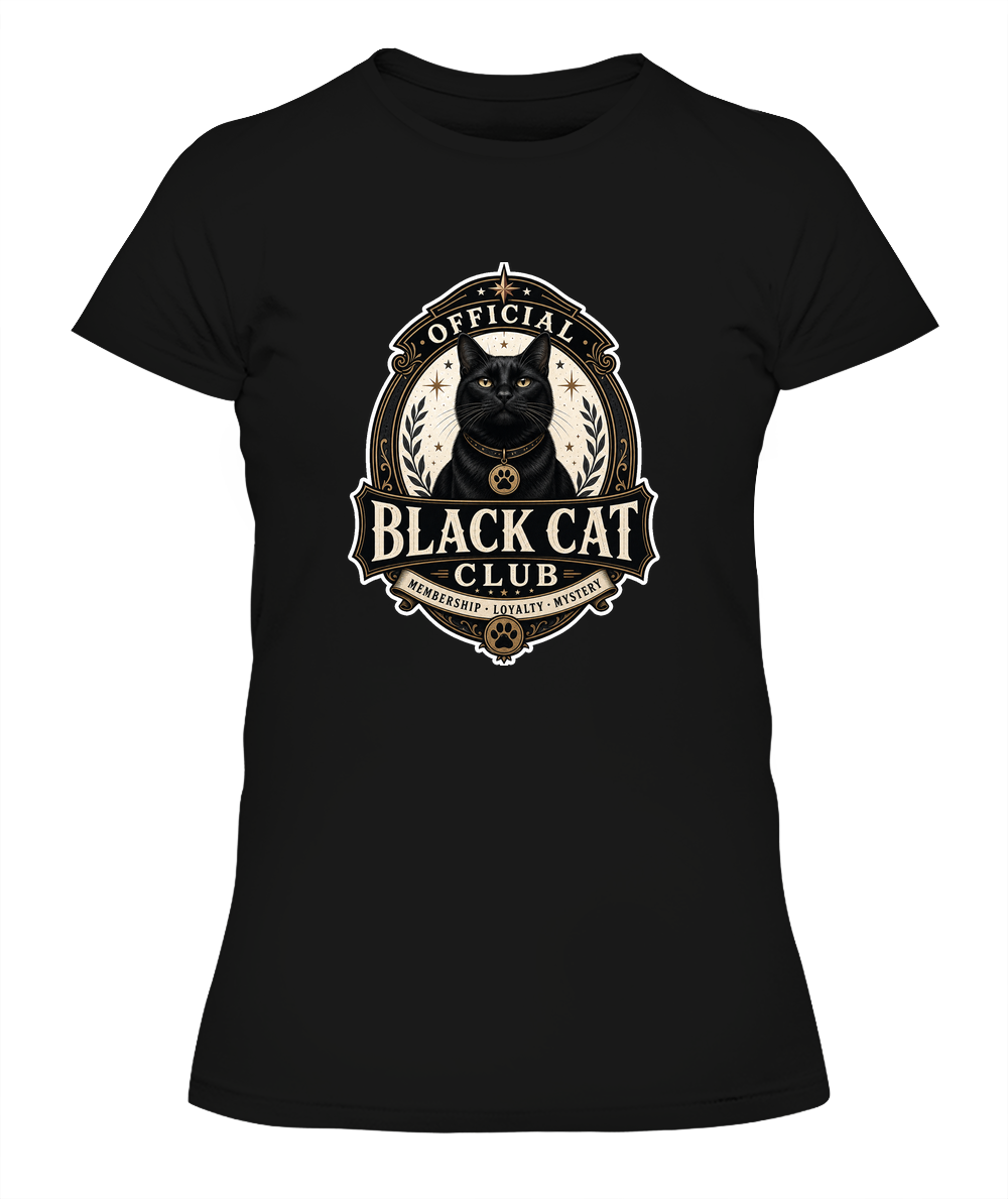 Official Black Cat Club Ladies T-Shirt | Black Cat Lover Gift