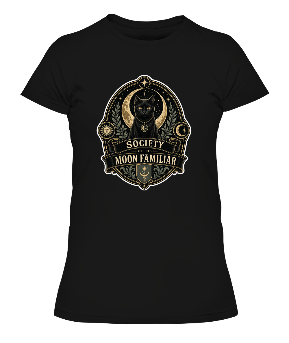 Society of the Moon Familiar Ladies T-Shirt | Black Cat Lover Gift