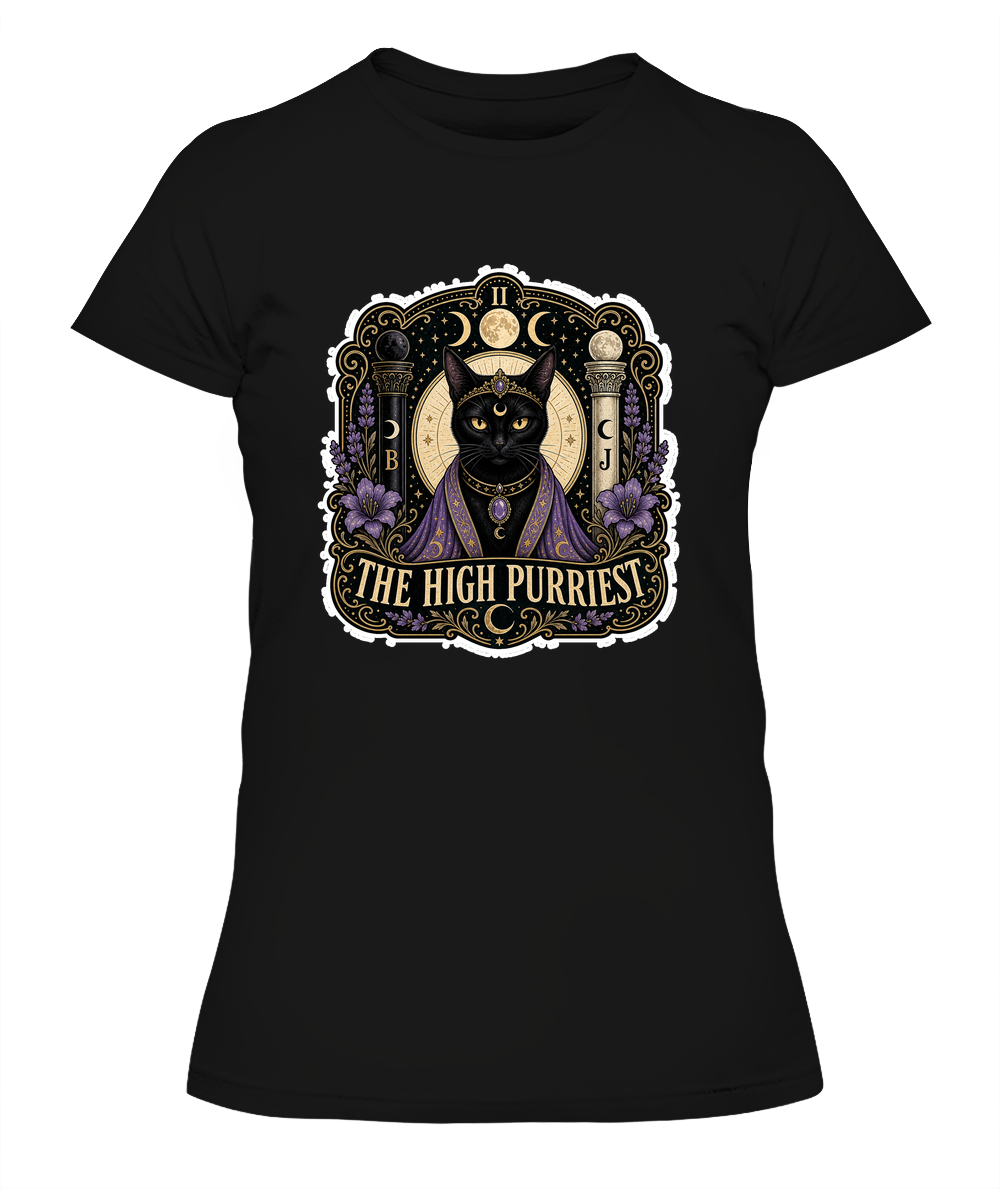 The High Purriest Ladies T-Shirt | Black Cat Lover Gift