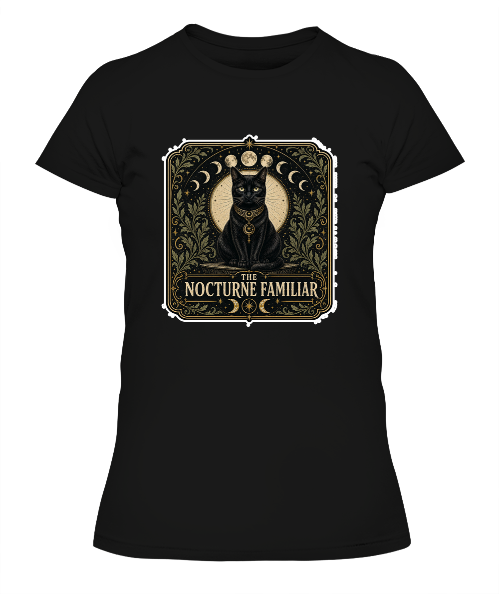 The Nocturne Familiar Ladies T-Shirt | Black Cat Lover Gift