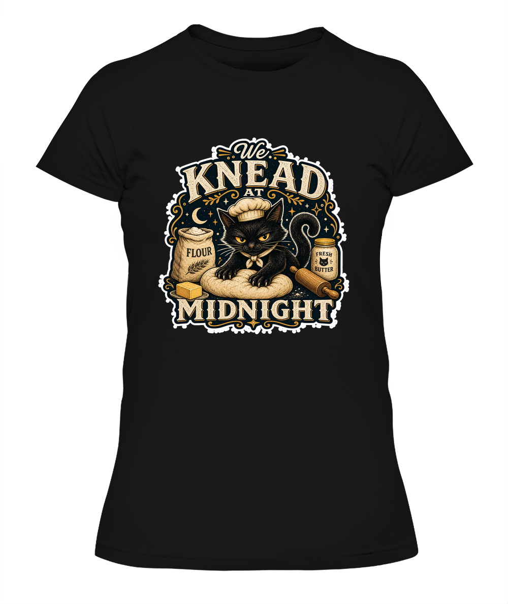 We Knead At Midnight Ladies T-Shirt | Black Cat Lover Gift
