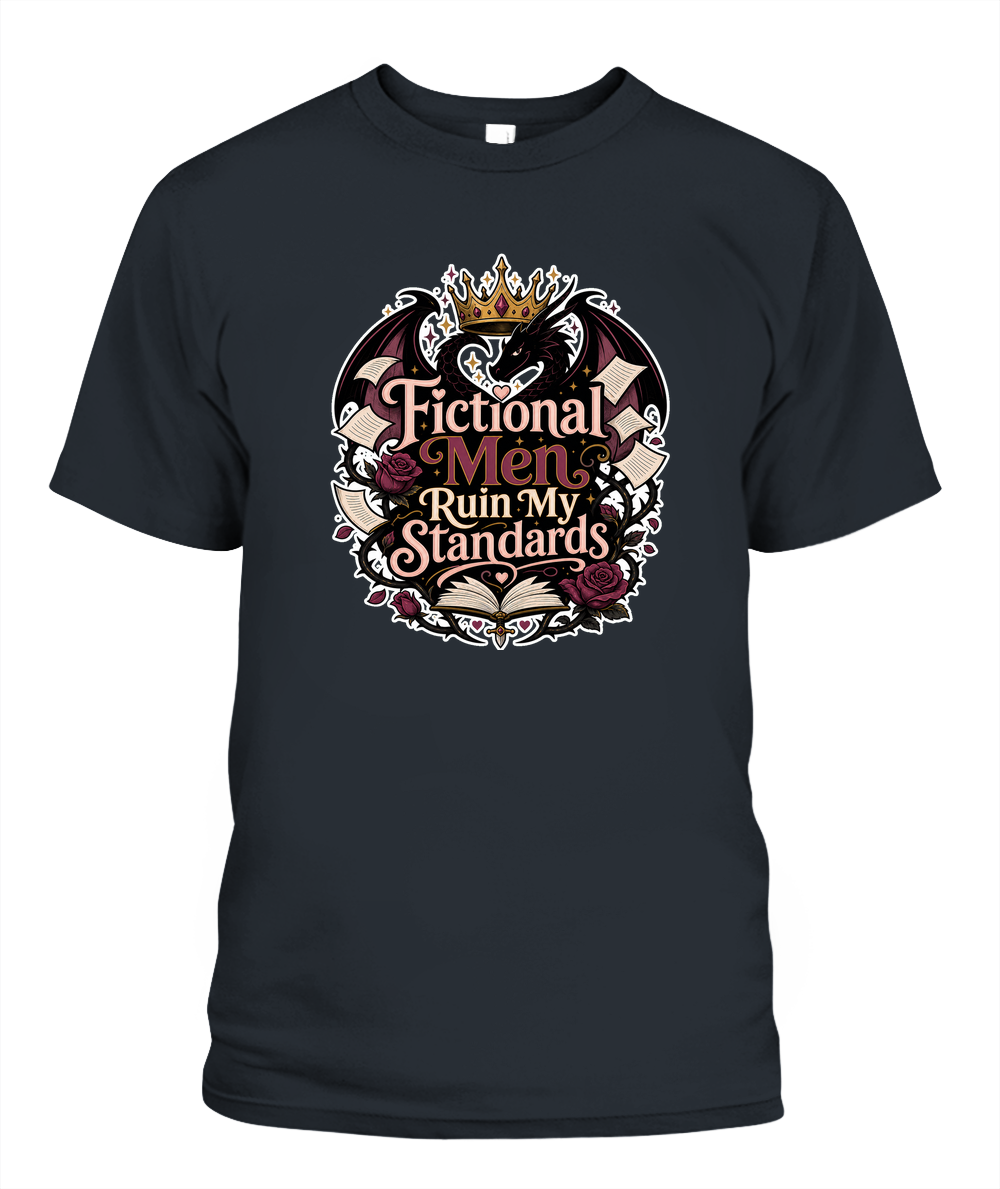 Fictional Men Ruin my Standards Book Lover T-Shirt | Reading Gift