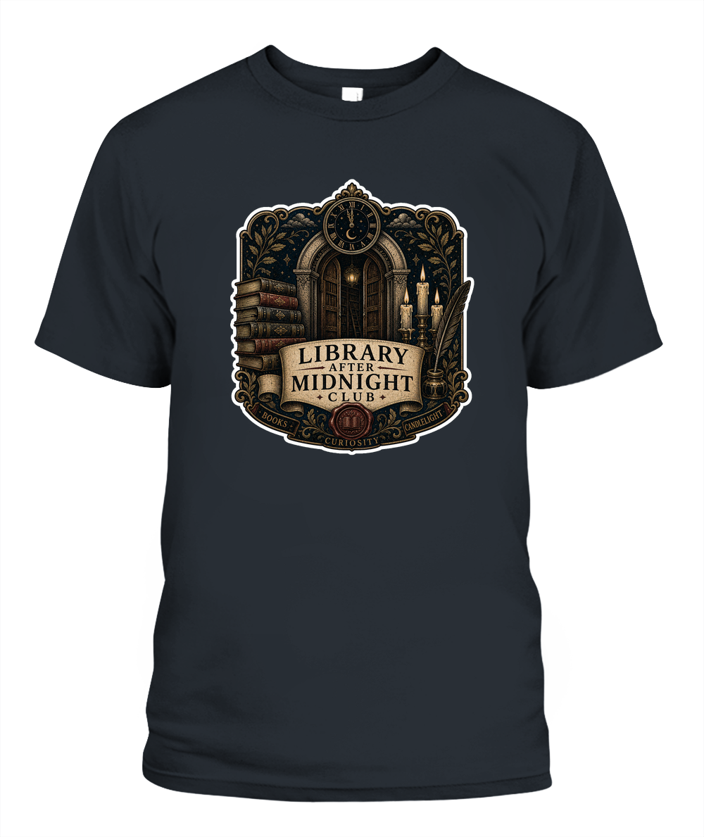 Library After Midnight Club Book Lover T-Shirt | Reading Gift