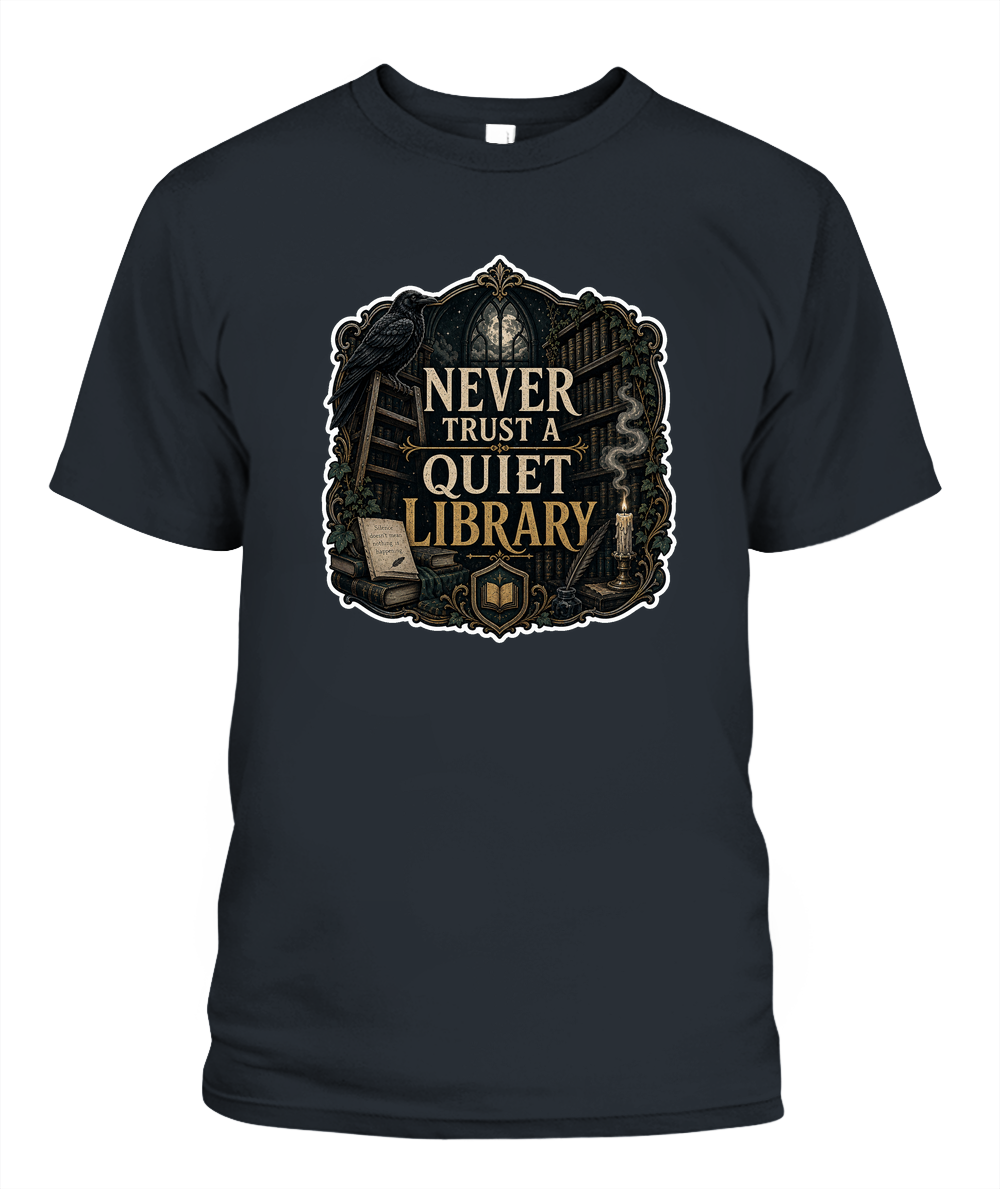Never Trust a Quiet Library Book Lover T-Shirt | Reading Gift