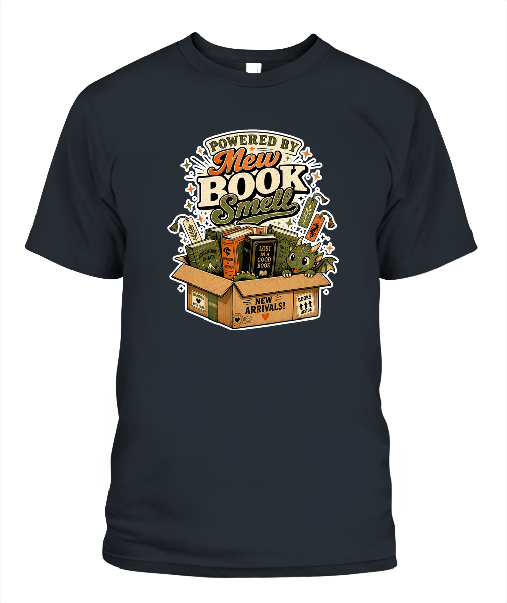 Powered by New Book Smell Book Lover T-Shirt | Reading Gift