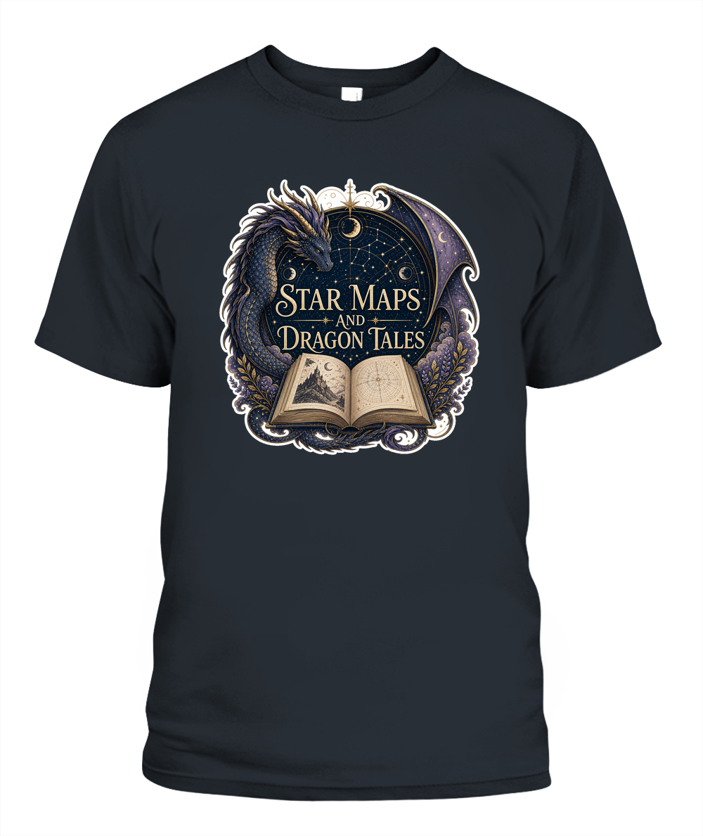 Star Maps and Dragon Tales Book Lover T-Shirt | Reading Gift