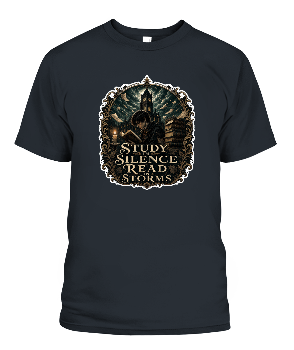 Study in Silence Read in Storms Book Lover T-Shirt | Reading Gift