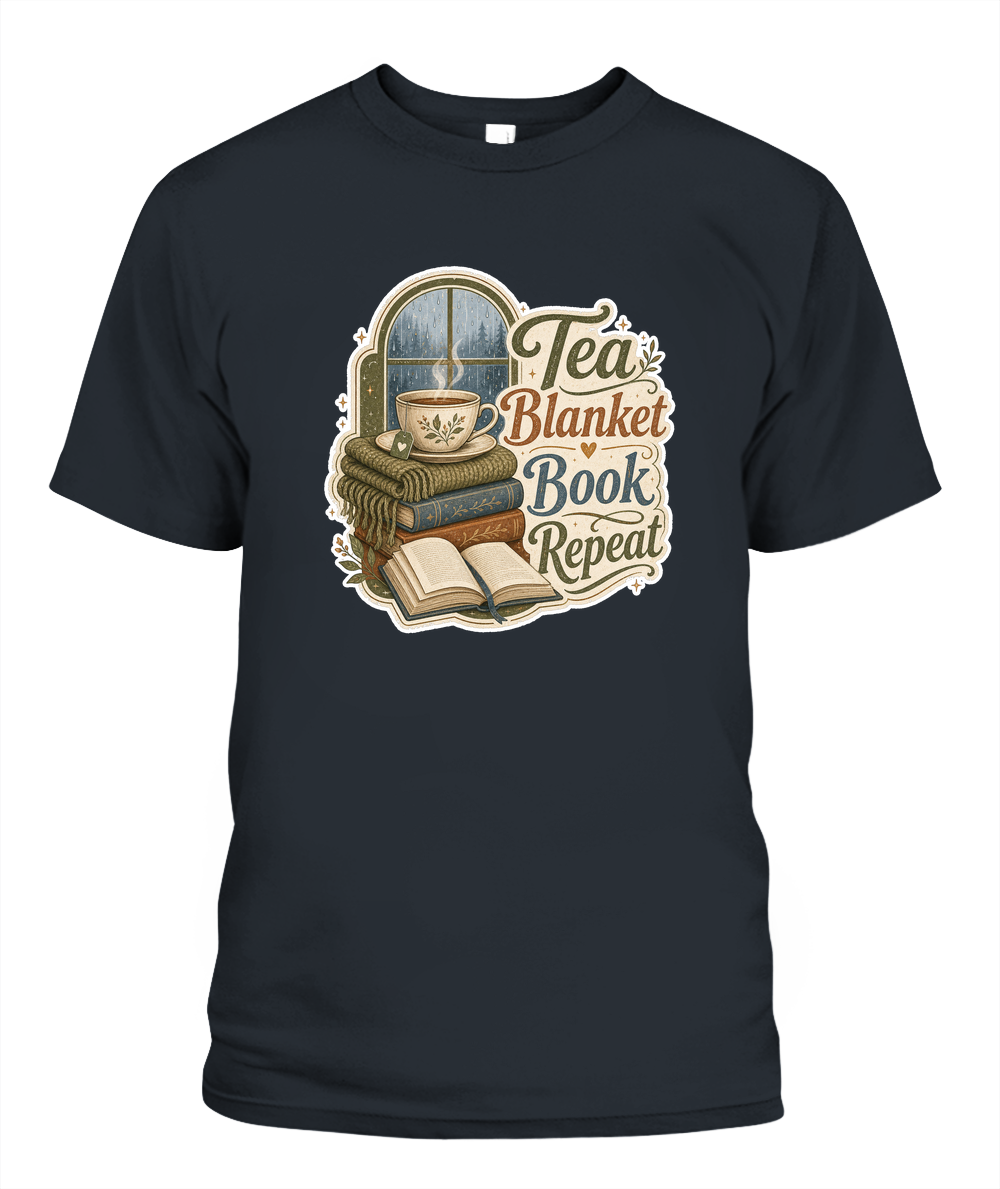 Tea Blanket Book Repeat Book Lover T-Shirt | Reading Gift