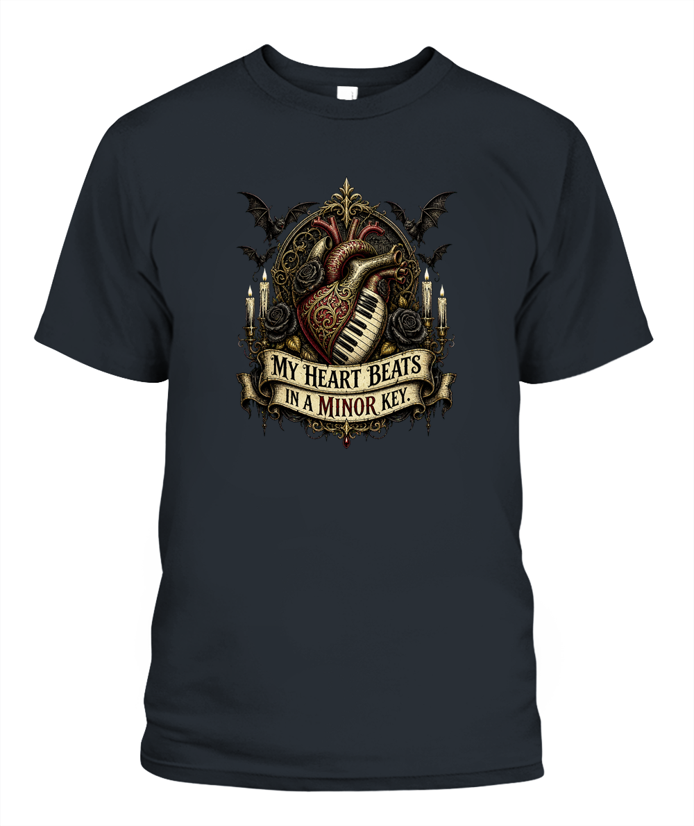 My Heart Beats In A Minor Key — gothic shirt in Graphite