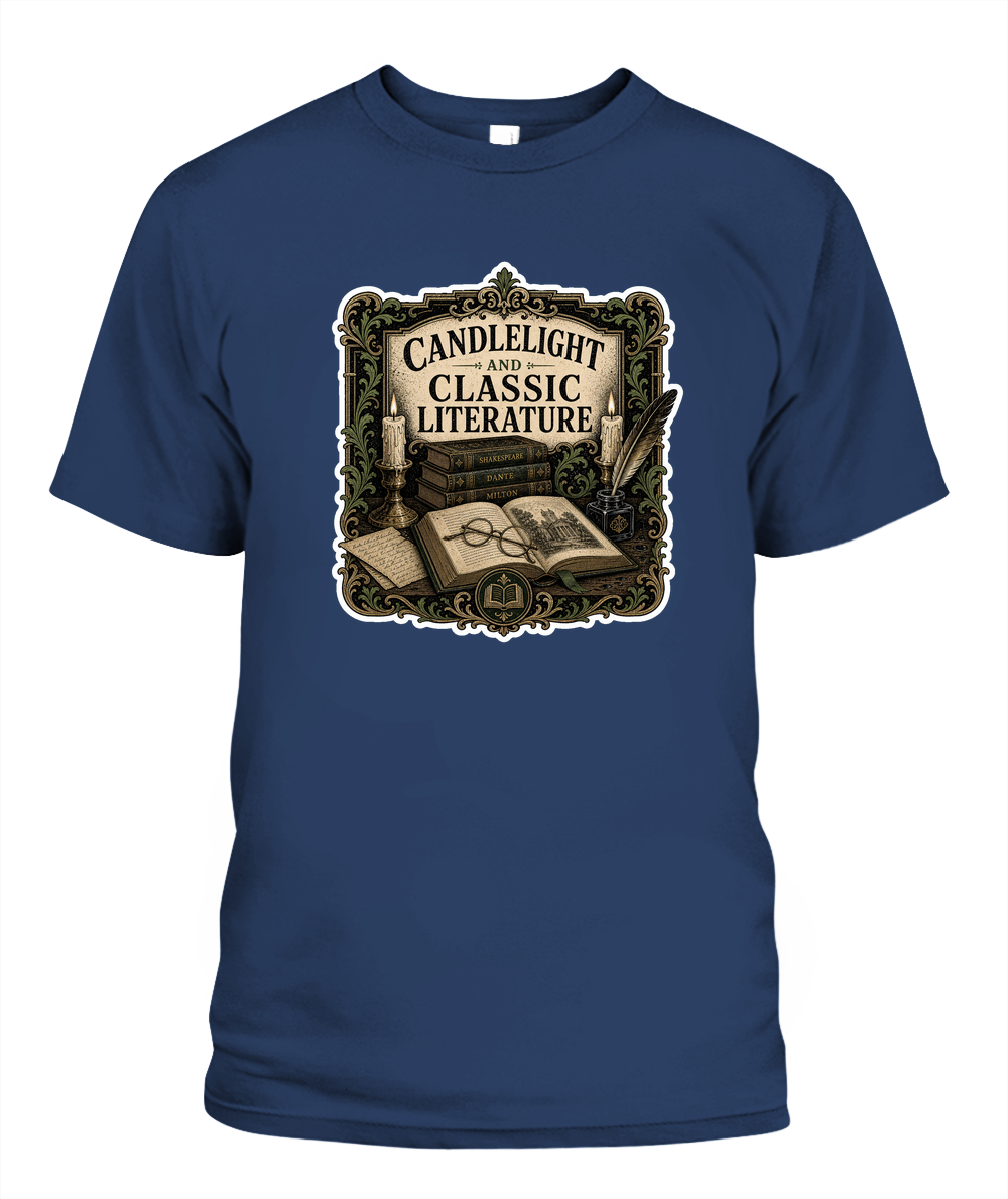 Candlelight and Classic Literature Book Lover T-Shirt | Reading Gift