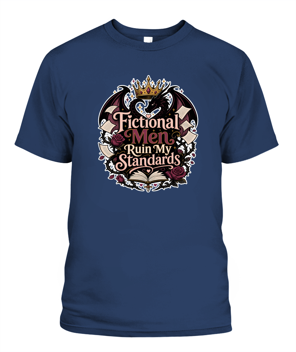 Fictional Men Ruin my Standards Book Lover T-Shirt | Reading Gift