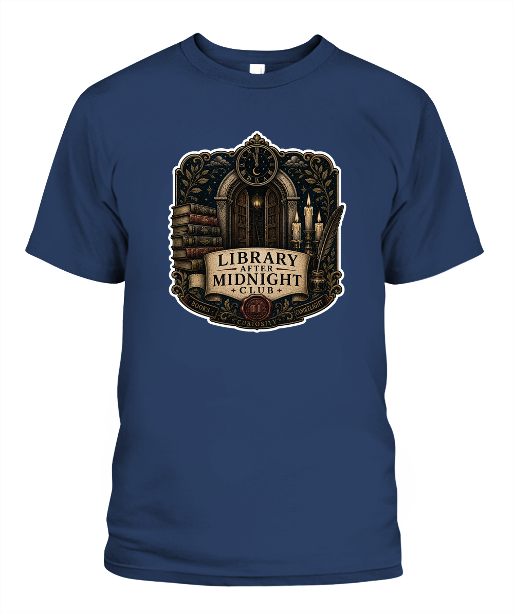 Library After Midnight Club Book Lover T-Shirt | Reading Gift