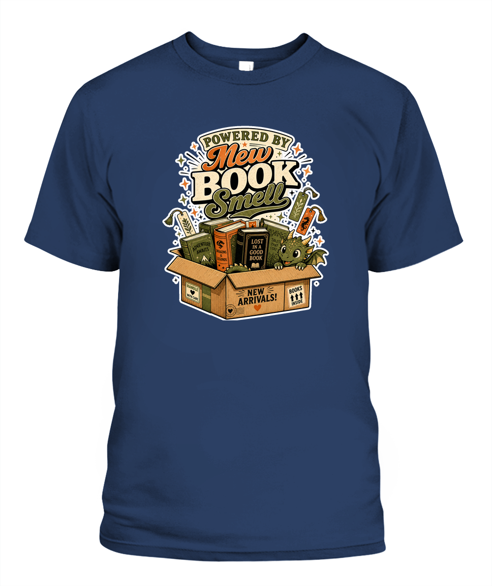 Powered by New Book Smell Book Lover T-Shirt | Reading Gift