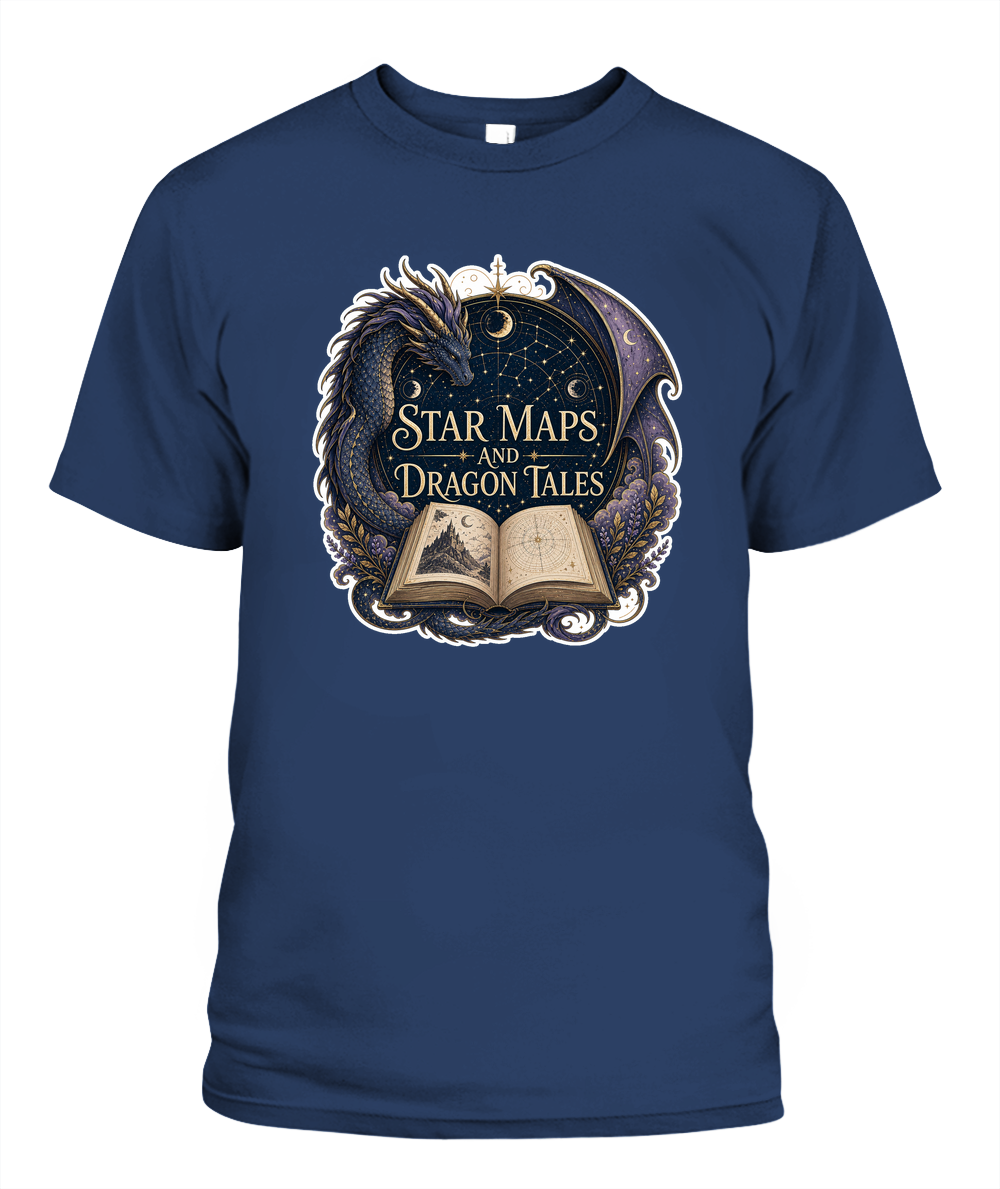 Star Maps and Dragon Tales Book Lover T-Shirt | Reading Gift