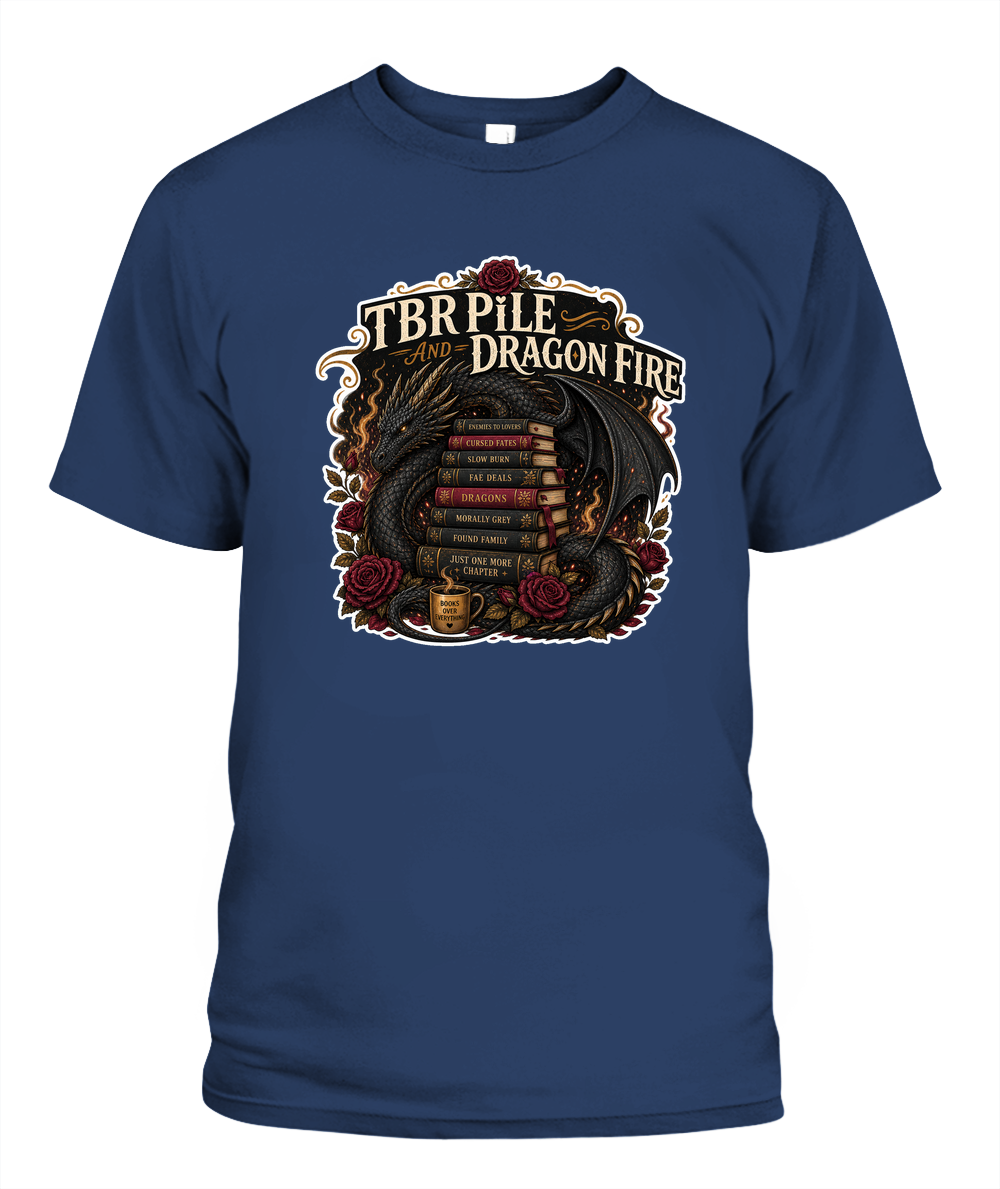 Tbr Pile and Dragon Fire Book Lover T-Shirt | Reading Gift