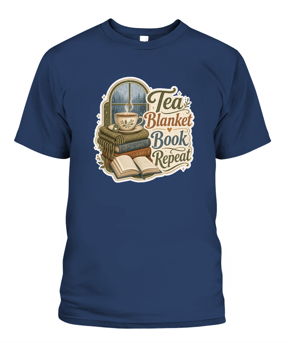 Tea Blanket Book Repeat Book Lover T-Shirt | Reading Gift