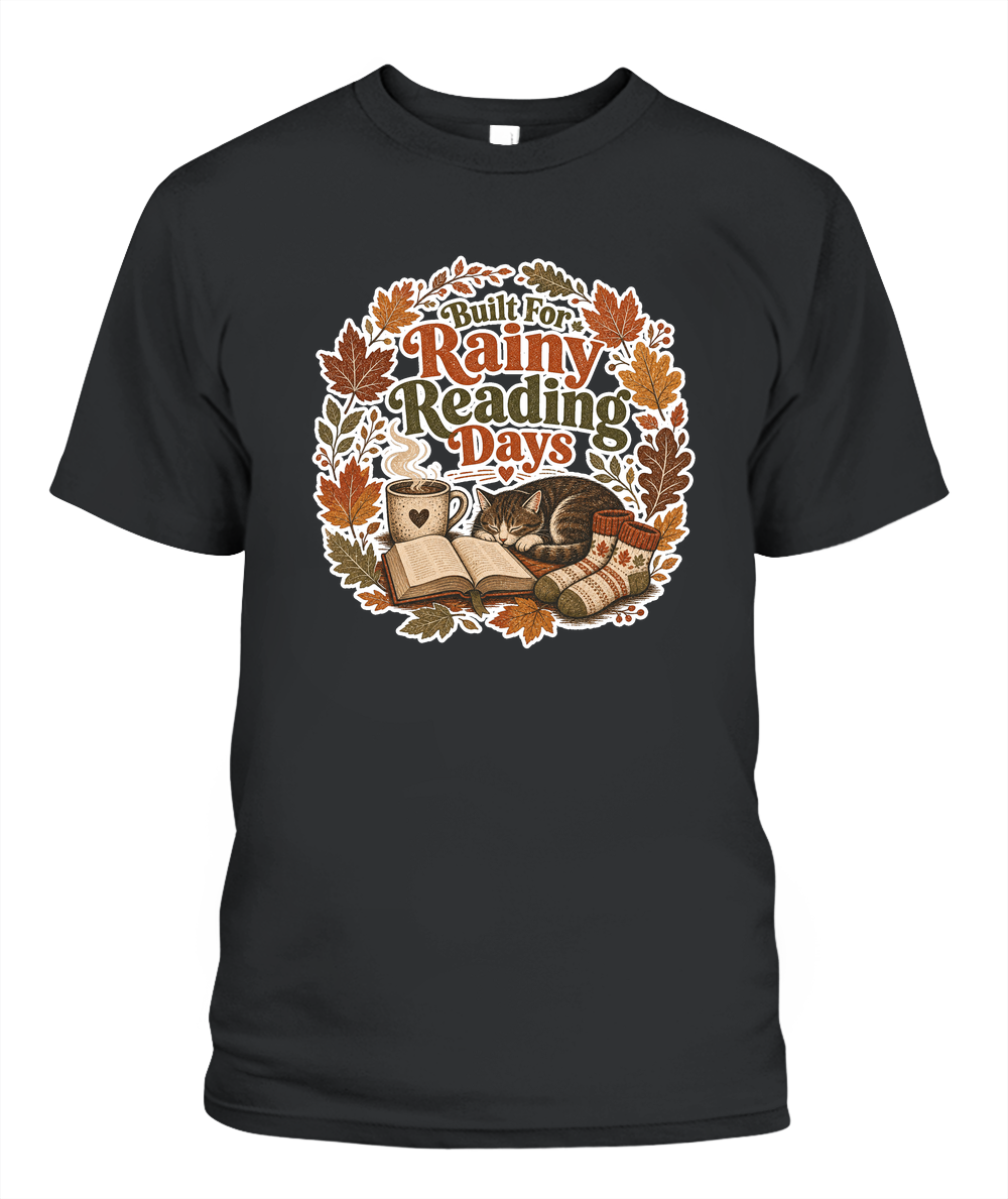 Built for Rainy Reading Days Book Lover T-Shirt | Reading Gift