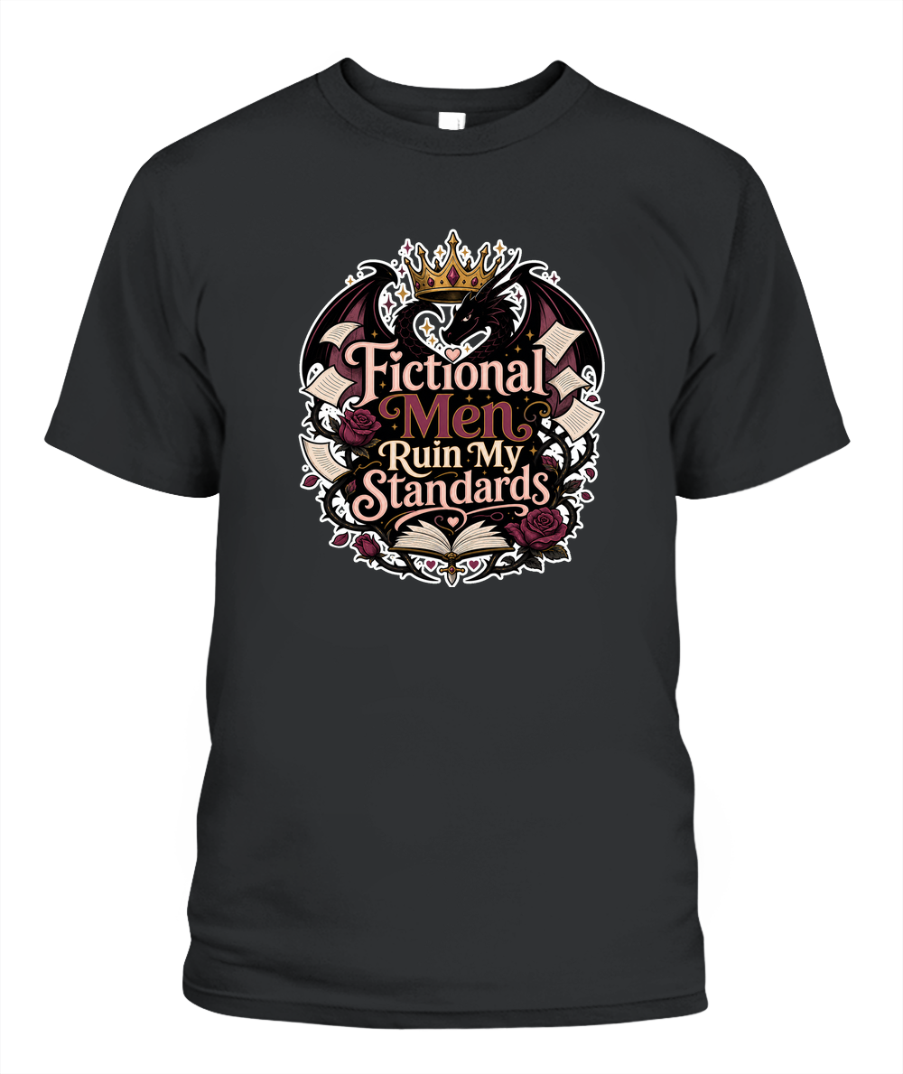Fictional Men Ruin my Standards Book Lover T-Shirt | Reading Gift