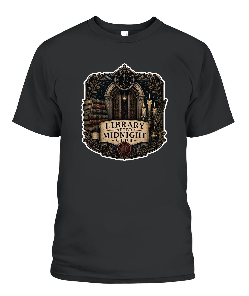 Library After Midnight Club Book Lover T-Shirt | Reading Gift