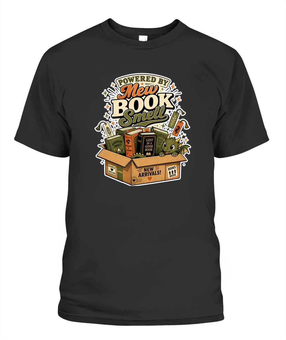 Powered by New Book Smell Book Lover T-Shirt | Reading Gift