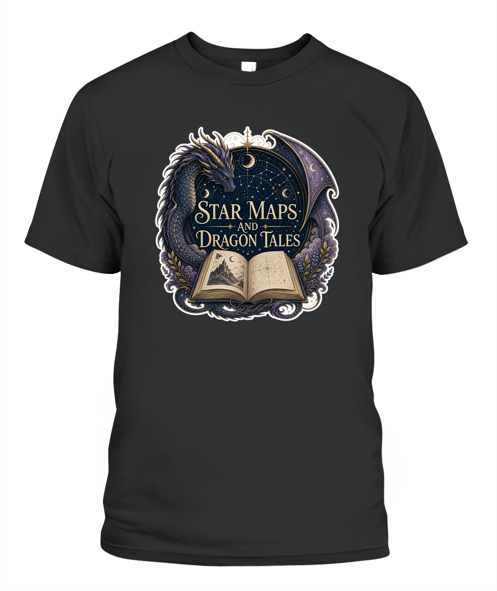 Star Maps and Dragon Tales Book Lover T-Shirt | Reading Gift