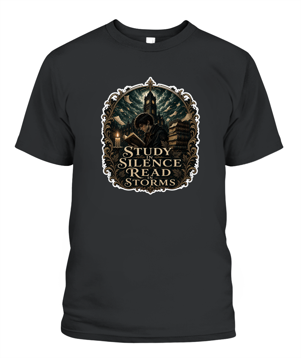 Study in Silence Read in Storms Book Lover T-Shirt | Reading Gift