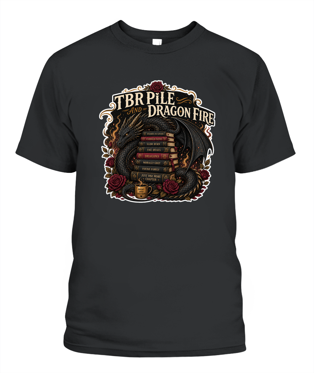 Tbr Pile and Dragon Fire Book Lover T-Shirt | Reading Gift
