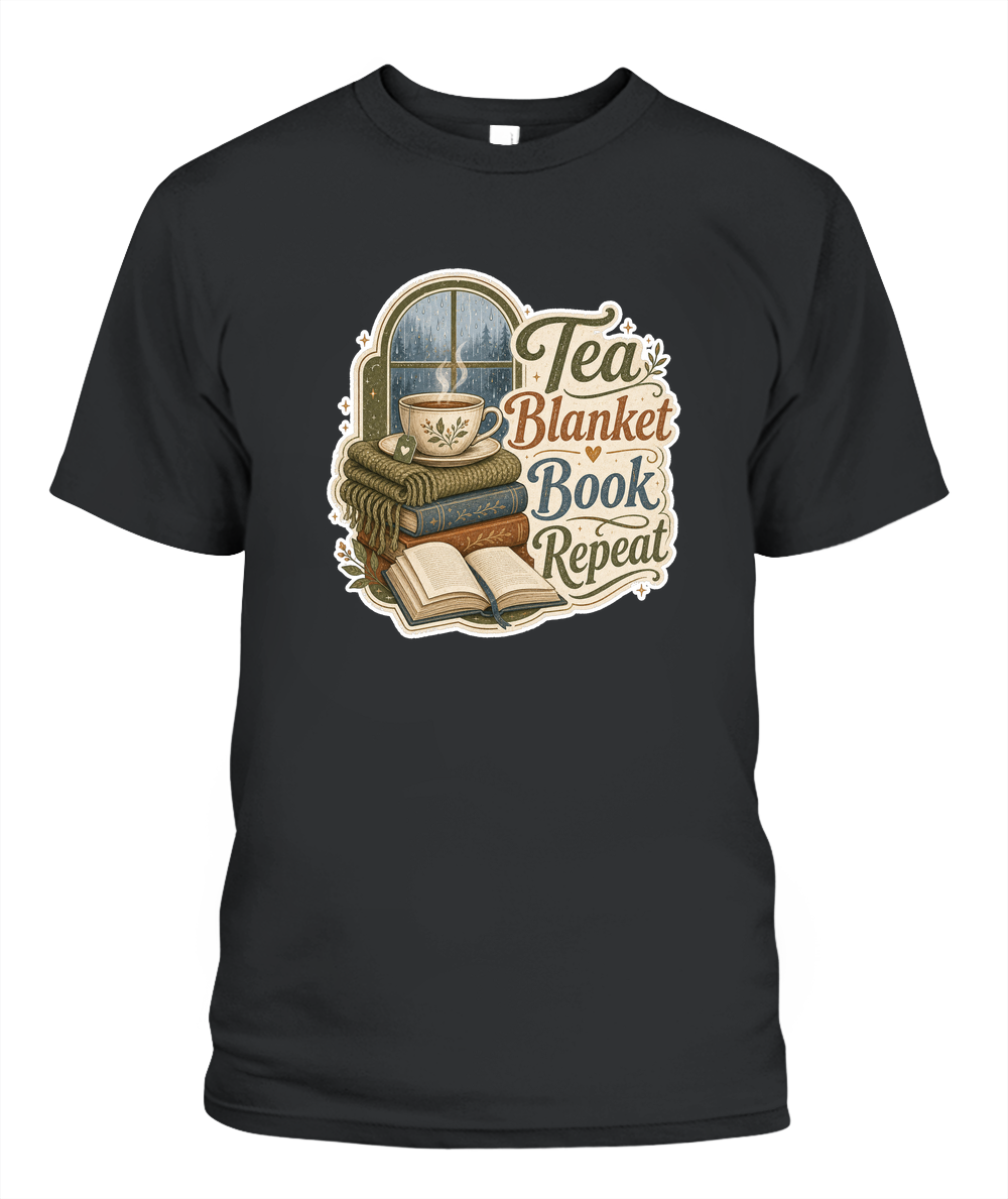 Tea Blanket Book Repeat Book Lover T-Shirt | Reading Gift