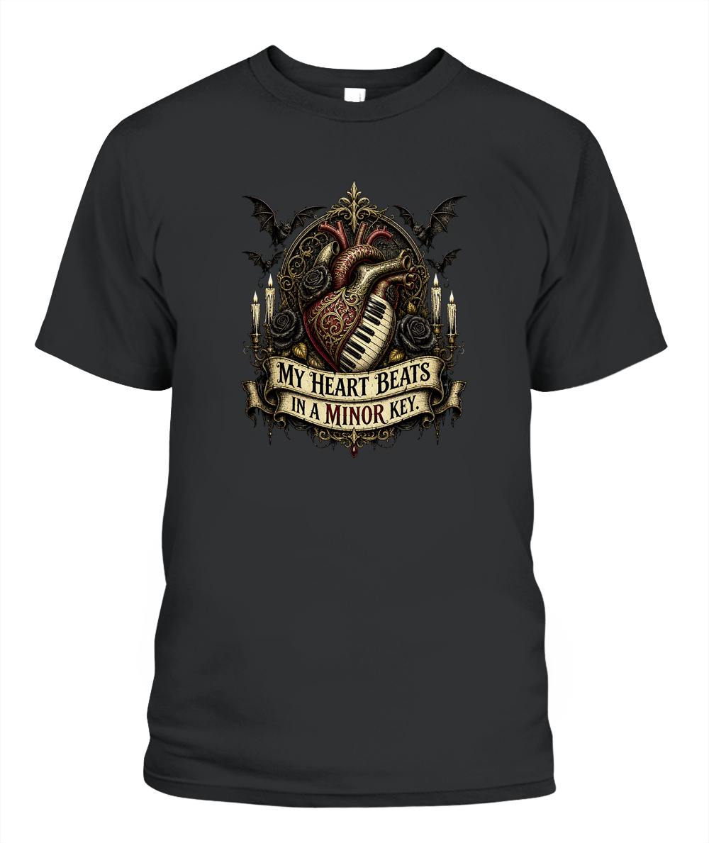 My Heart Beats In A Minor Key — gothic shirt in Black