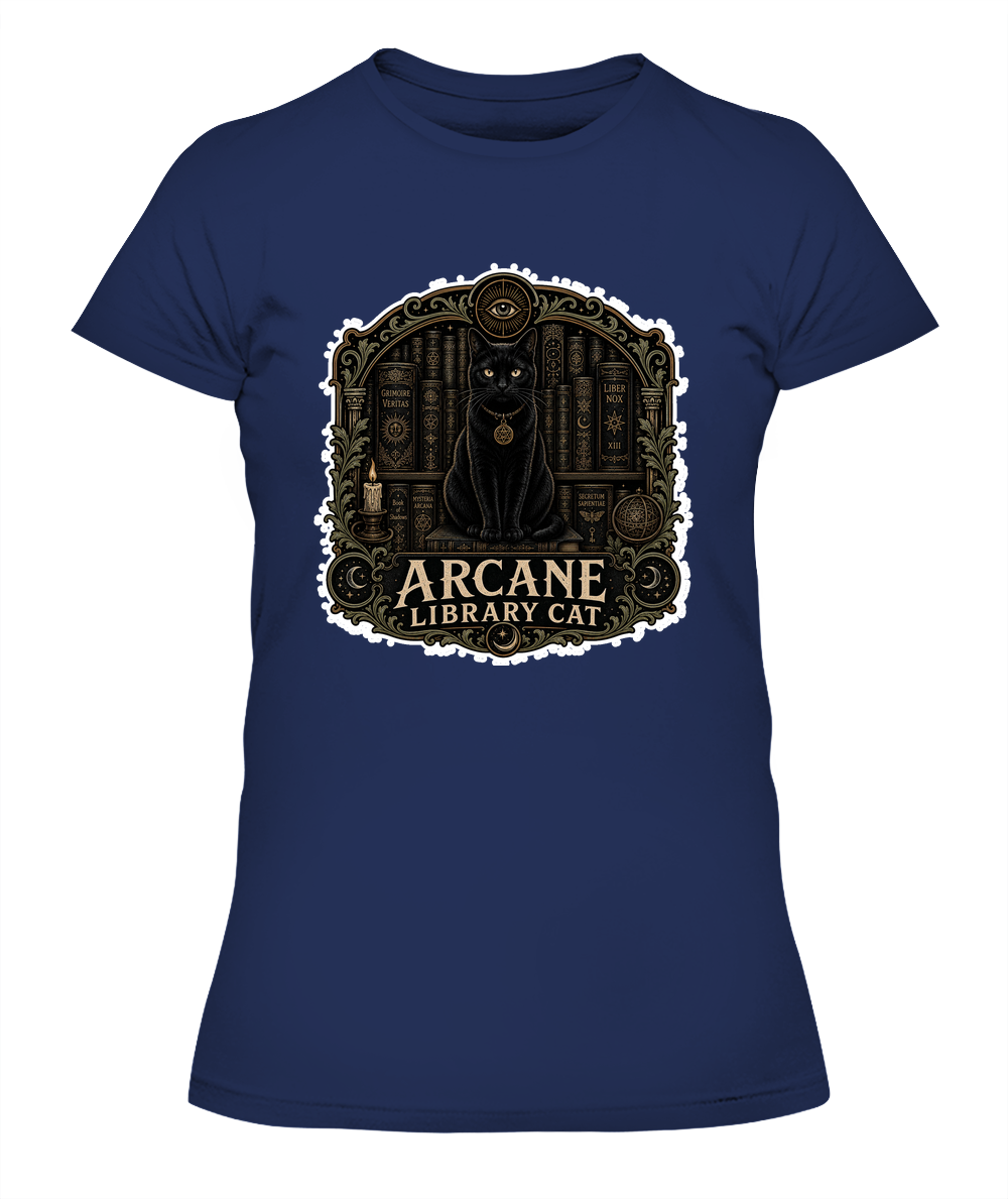 Arcane Library Cat Ladies T-Shirt | Black Cat Lover Gift