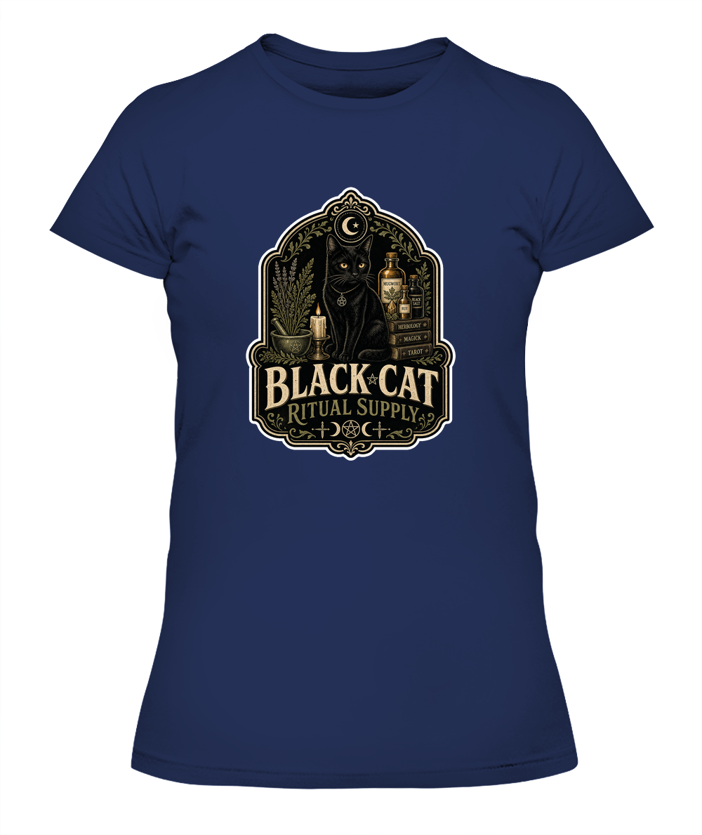 Black Cat Ritual Supply Ladies T-Shirt | Black Cat Lover Gift