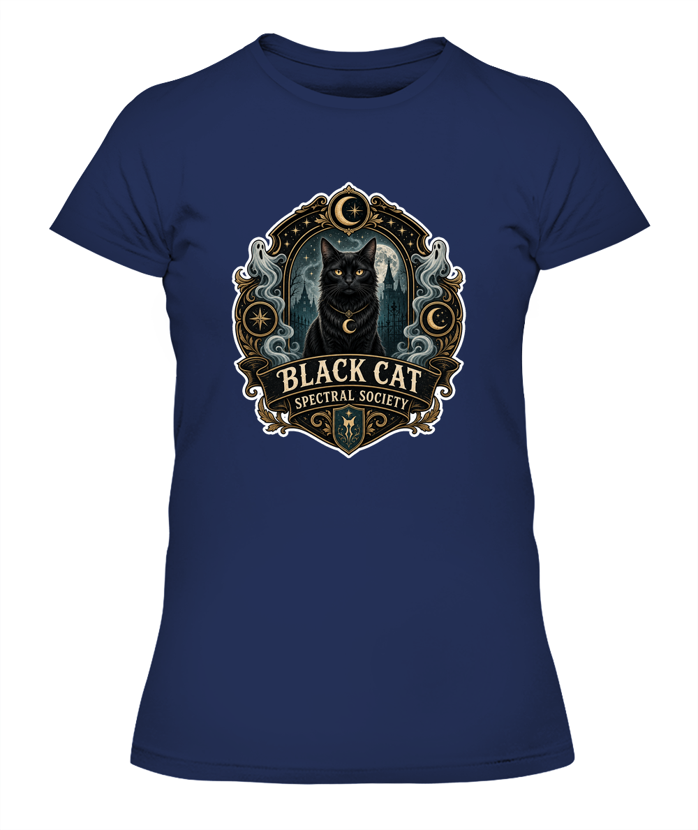 Black Cat Spectral Society Ladies T-Shirt | Black Cat Lover Gift