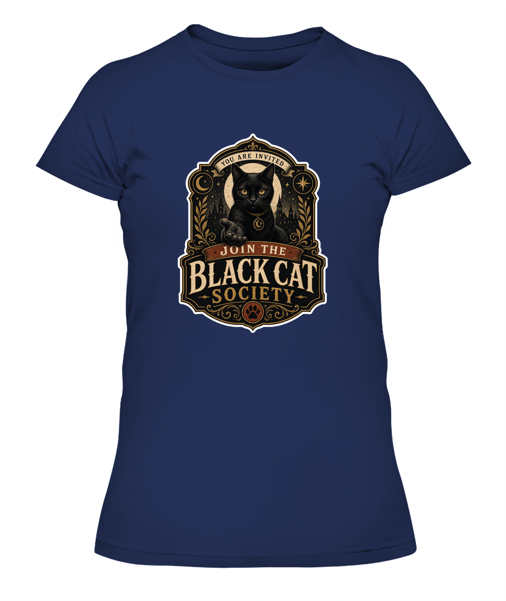 Join the Black Cat Society Ladies T-Shirt | Black Cat Lover Gift