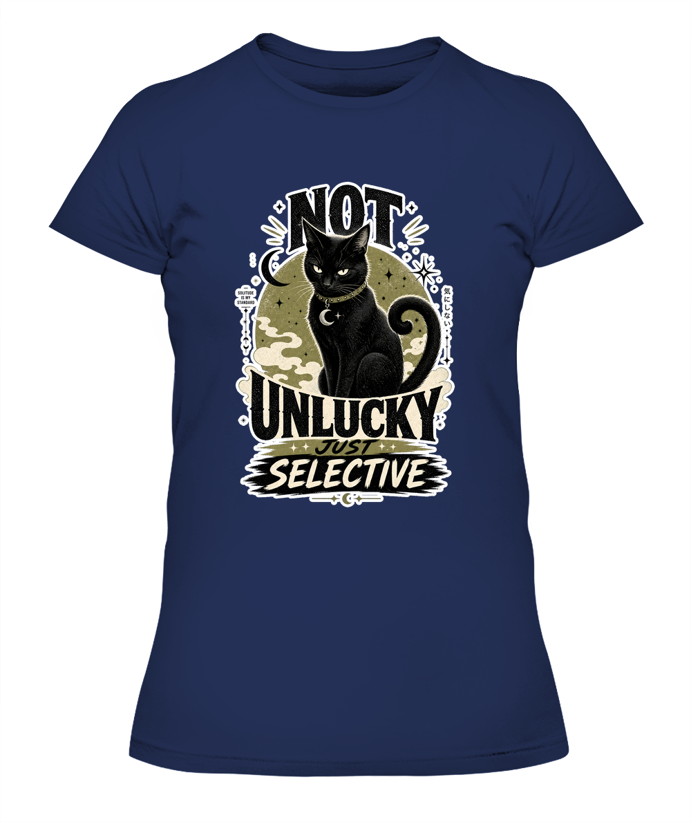 Not Unlucky just Selective Ladies T-Shirt | Black Cat Lover Gift