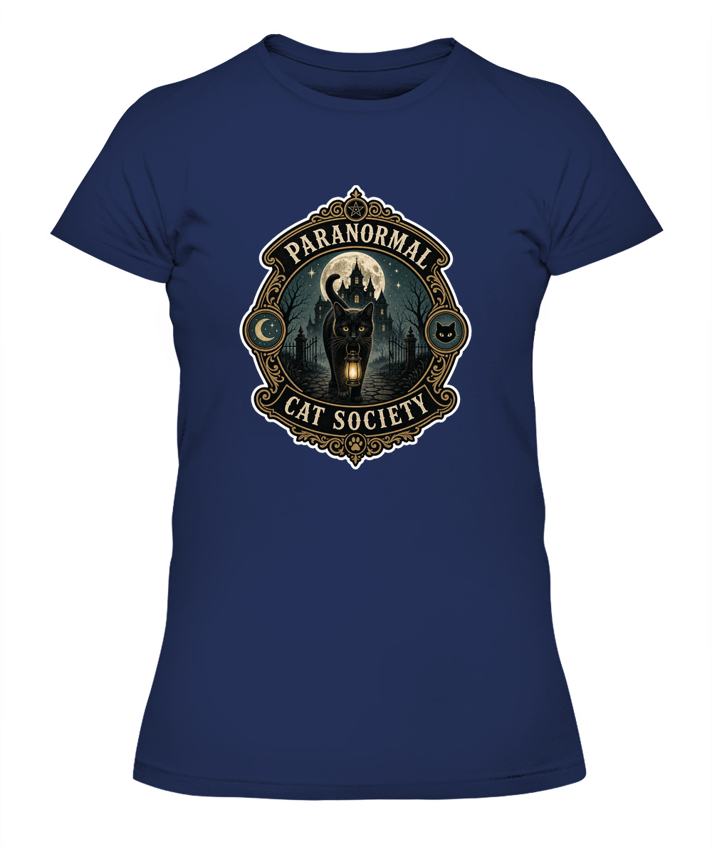 Paranormal Cat Society Ladies T-Shirt | Black Cat Lover Gift