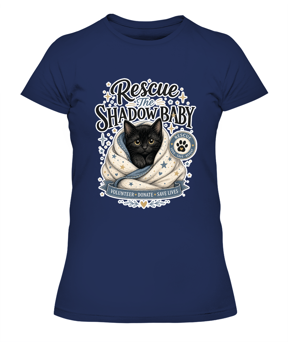 Rescue the Shadow Baby Ladies T-Shirt | Black Cat Lover Gift
