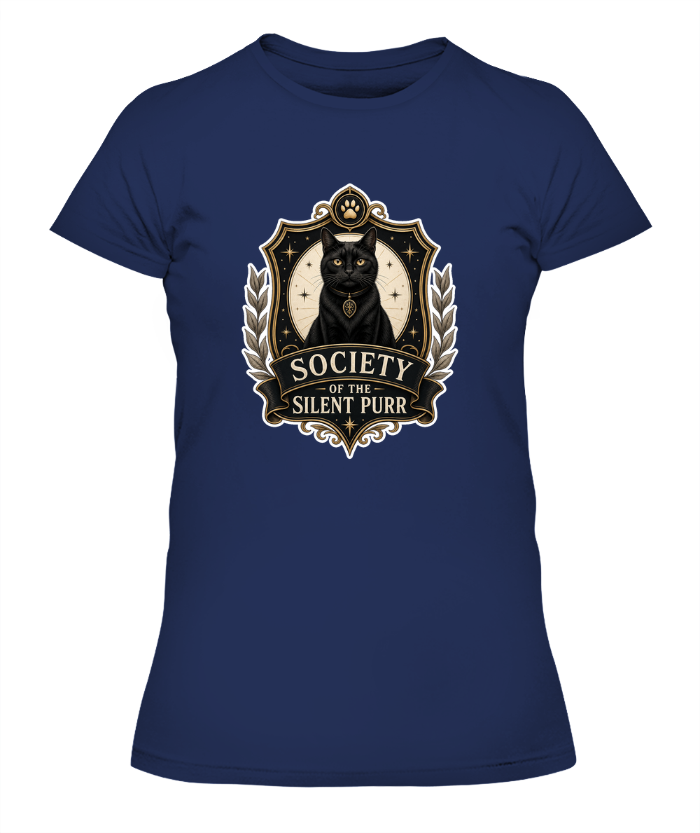 Society of the Silent Purr Ladies T-Shirt | Black Cat Lover Gift