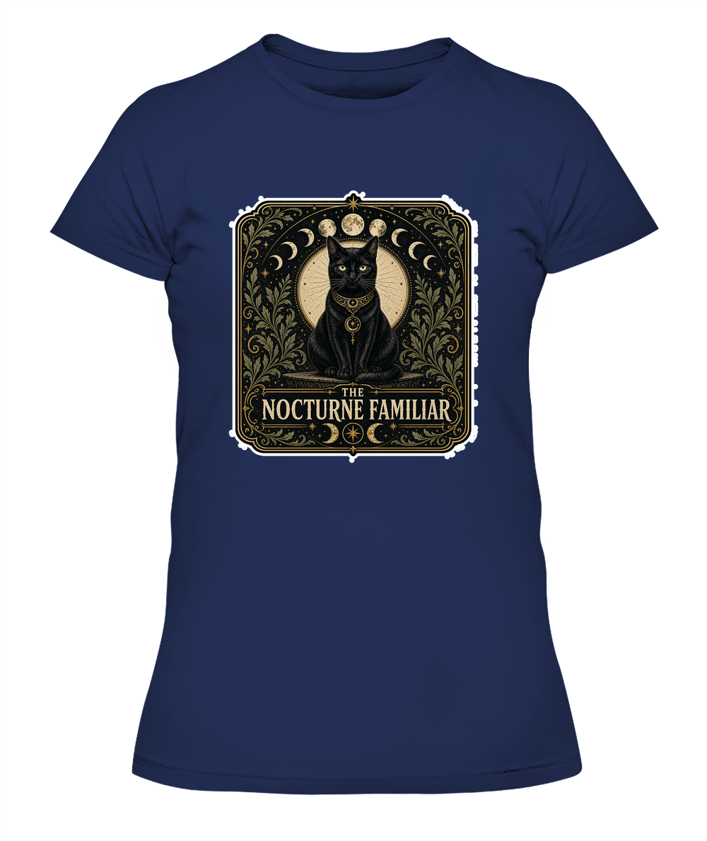 The Nocturne Familiar Ladies T-Shirt | Black Cat Lover Gift