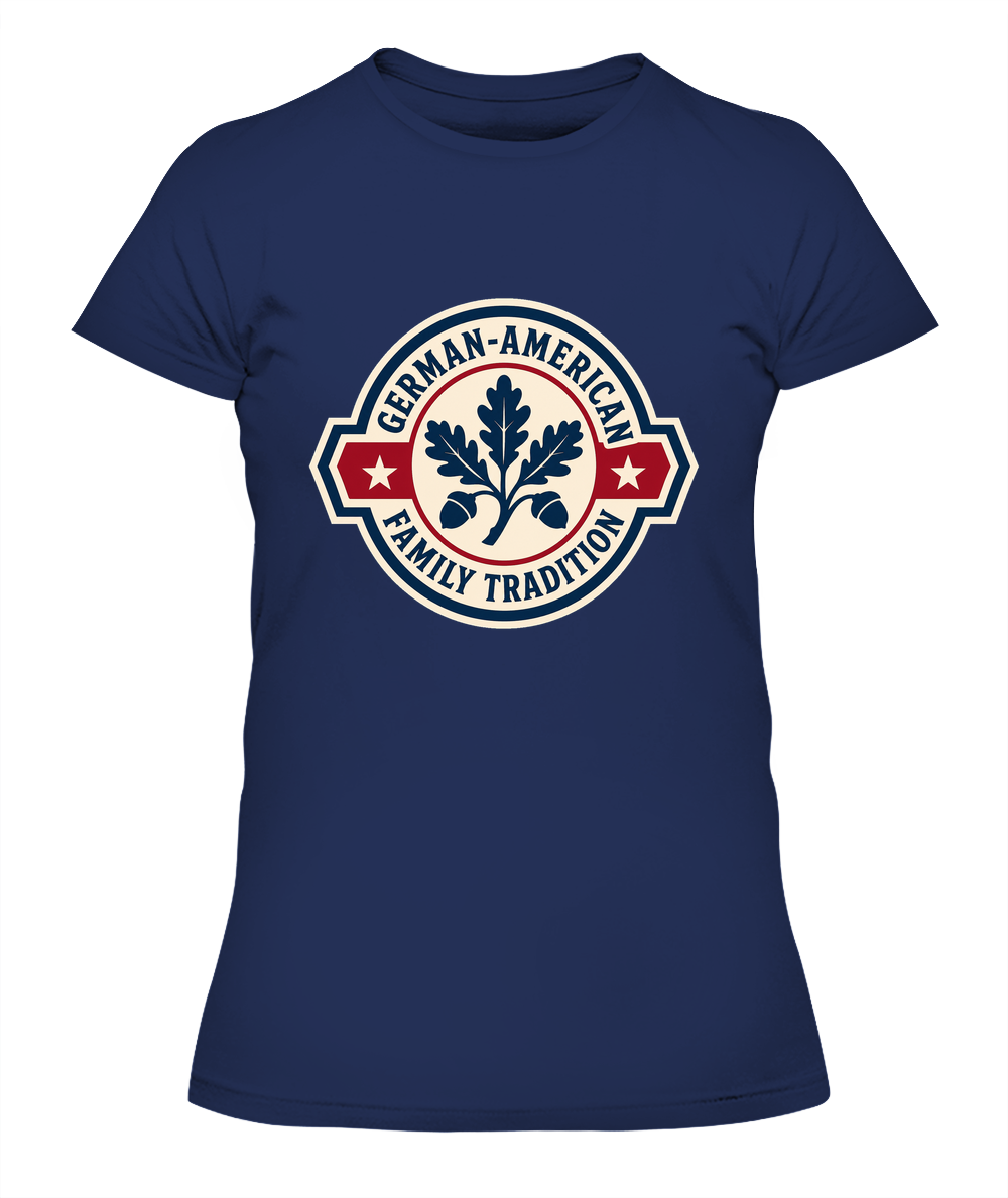 German-American Family Tradition — Lady's T-Shirt in Midnight Navy
