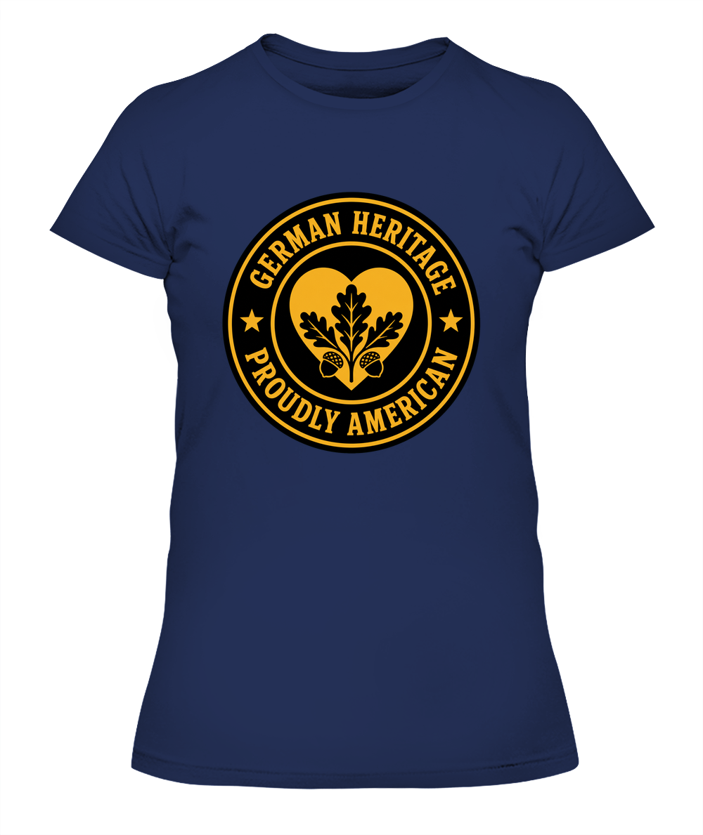 German Heritage, Proudly American — Lady's T-Shirt in Midnight Navy