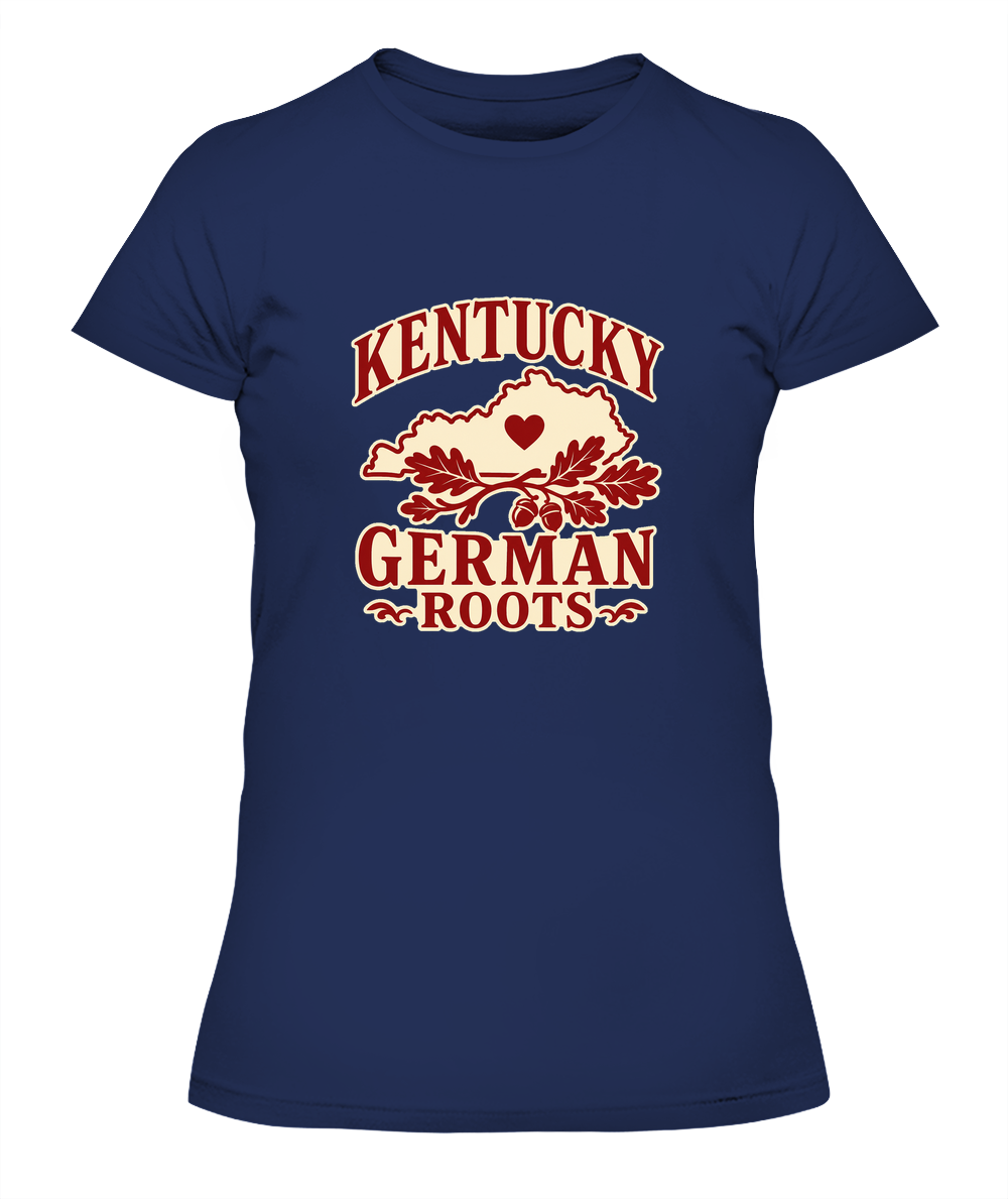 Kentucky German Roots — Lady's T-Shirt in Midnight Navy