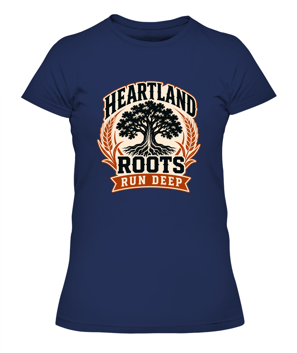 Heartland Roots Run Deep — Lady's T-Shirt in Midnight Navy