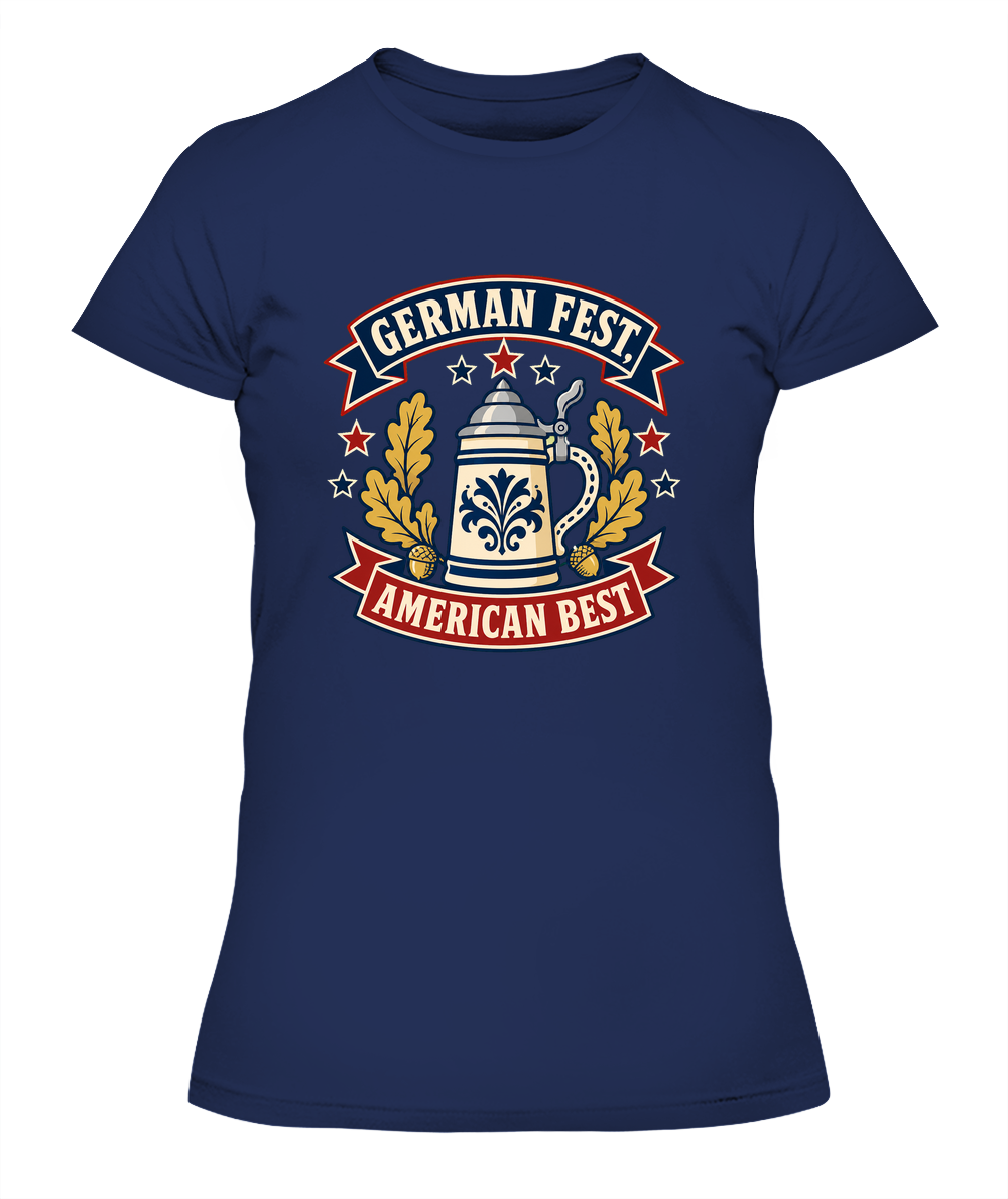 German Fest, American Best — Lady's T-Shirt in Midnight Navy